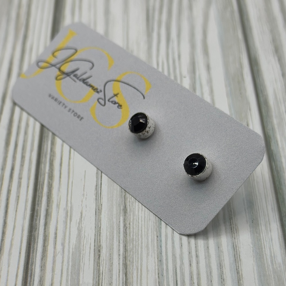 Mini Black and silver Stud Earrings